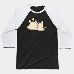 Kitten and Butterfly Baseball T-Shirt